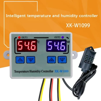 XK-W1099 Dual Skaitmeninis Termostatas, Humidistat Kiaušinių Inkubatorius Temperatūros, Drėgmės Valdiklis, Reguliatorius Termometras su Drėgmėmačiu