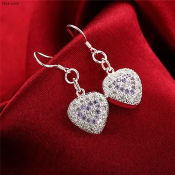 Karšto Sidabro spalvos Kristalų Širdis Tabaluoti Auskarai mados juvelyrika vestuvių dovana moters, geros kokybės, romantiškas dizainas E287
