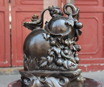12 Meno Kinų Feng shui Vario ir Bronzos Laimingas Turto cucurbit Moliūgas Statula