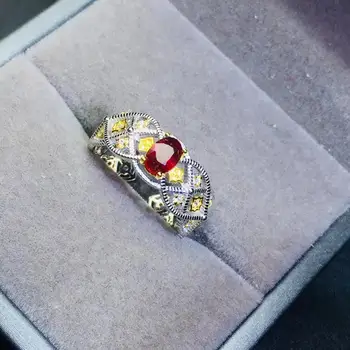 Keičiamo dydžio žavinga gamtos rubino žiedas moteris 925 sterlingas sidabro žiedas ovalo formos gamtos perlas aukso spalva mergina gimtadienio dovana Naujųjų metų
