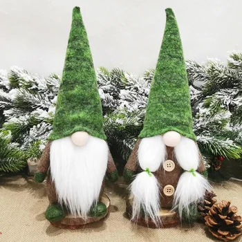 2-Piece Set Animacinių Filmų Gnome Santa Claus Žalia Miško Elfas Beveidis Lėlės Pliušinis Žaislas Kūrybos Vaikams Kalėdų Šalis