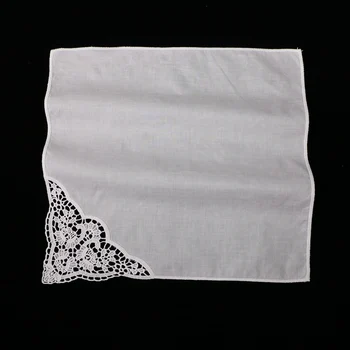 D602-C: 12 gabalas balta priemoka medvilnės nėriniai vestuvių nosinės tuščią nėrimo hankies moterims/ladies vestuvių dovana